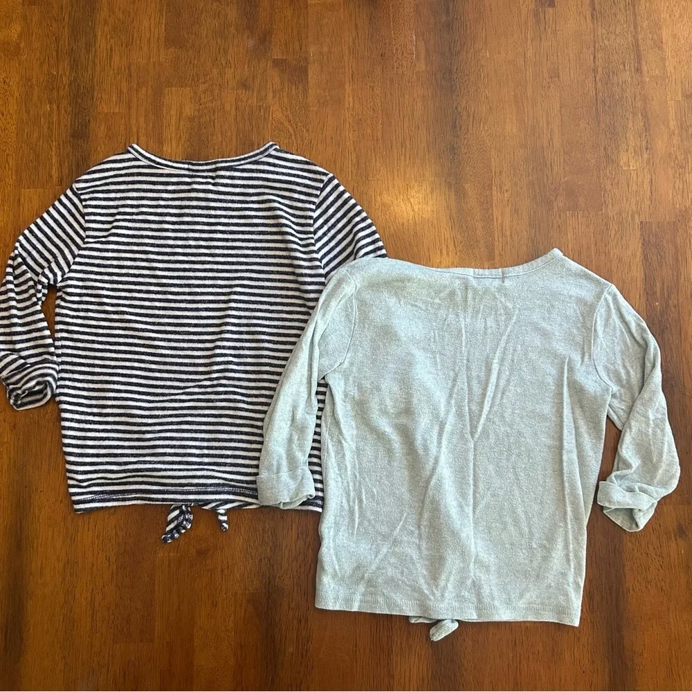 Old Navy Soft Knit Rolled Cuff Sleeve Tops Girl XS | 2-Pack Casual Lounge Bundle